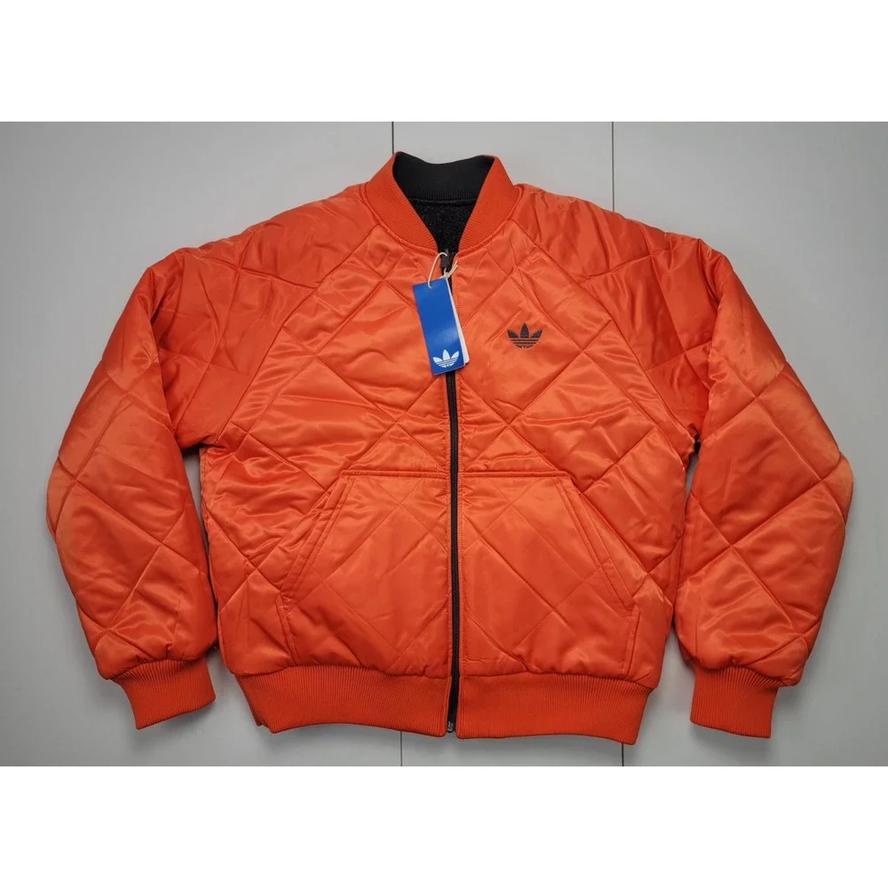 Adidas Originals Reversible Superstar Bomber Jacket Gray Orange Mens M KR7618